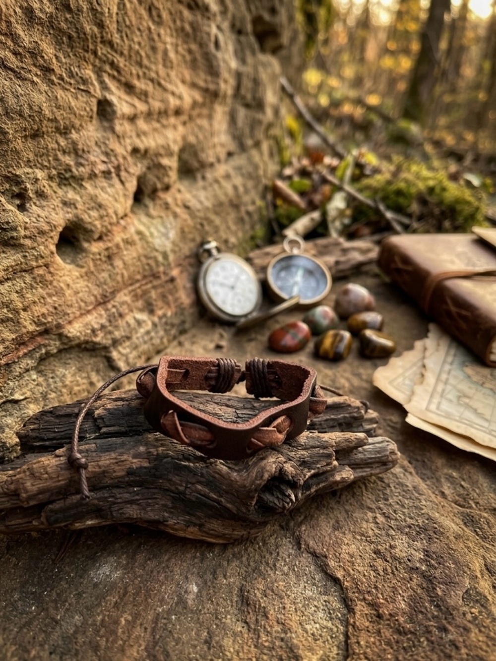 Hand Crafted Brown Leather Braided Bracelet